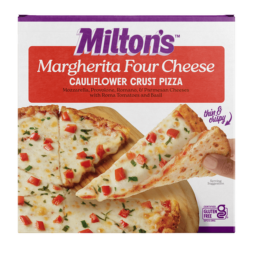 Milton's Pizza, Thin & Crispy, Cauliflower Crust, Margherita Four Cheese